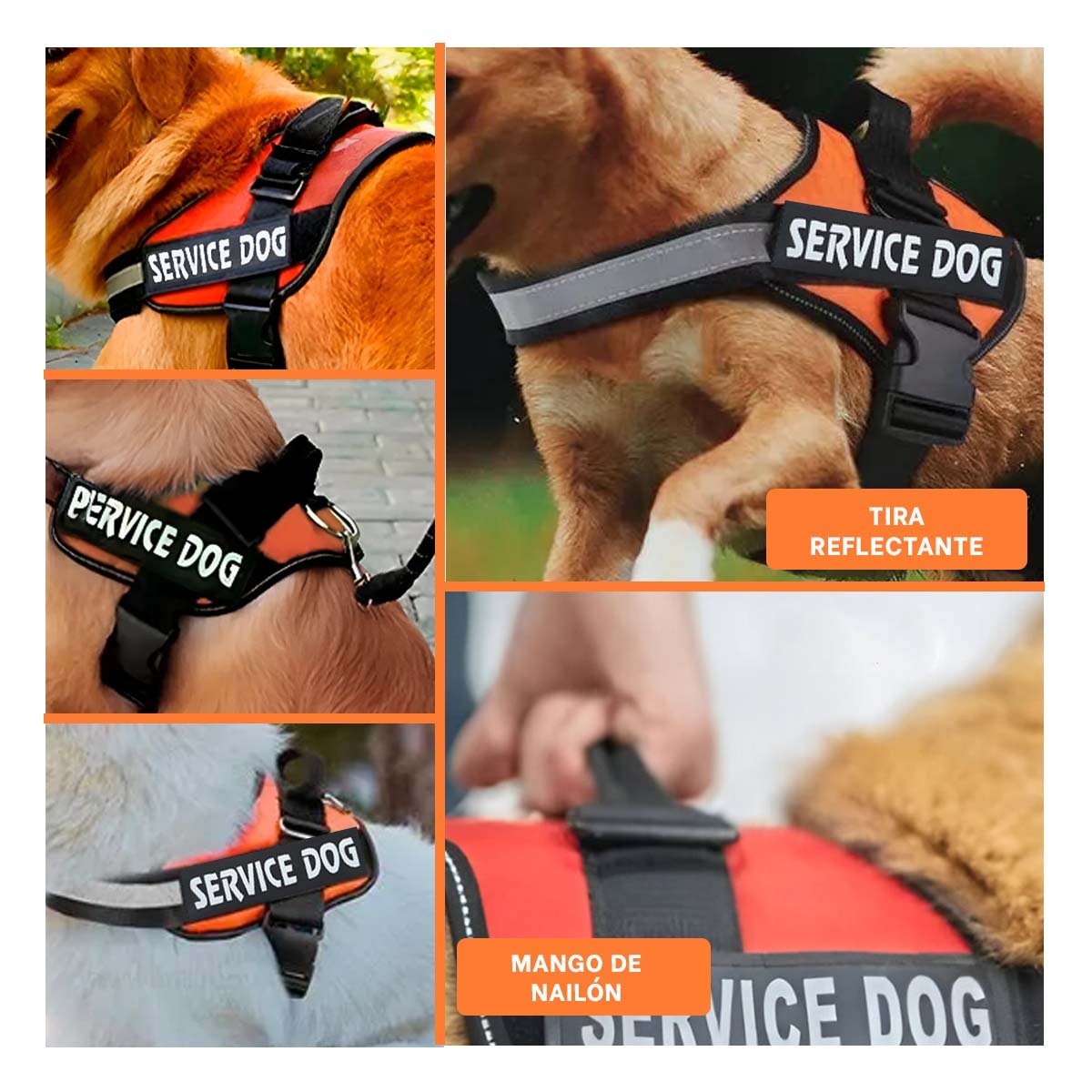 PACK2 ARNES DE TRABAJO PARA PERRO TALLA L COLOR ANARANJADO Y+PAPEL REGALO - 3