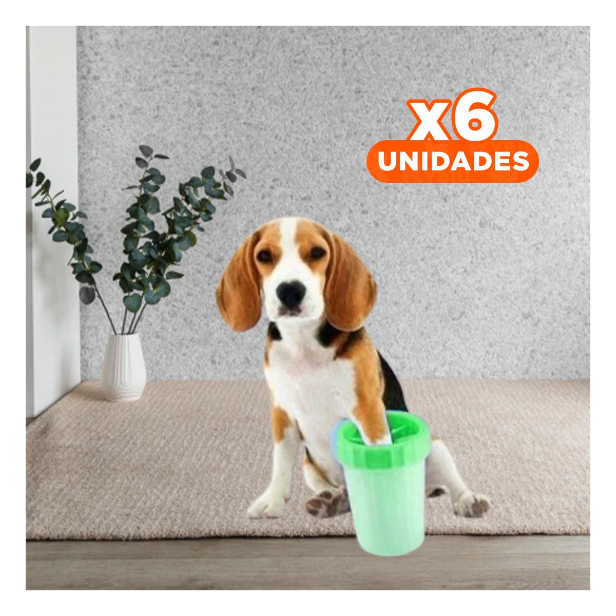 PACK6 CEPILLO LIMPIADOR DE PATAS PARA MASCOTA VERDE CERDAS SUAVES Y+REGALO STICKER - 1