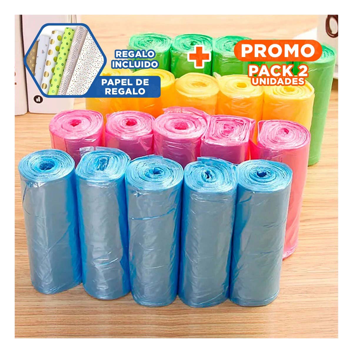 PACK2 DISPENSADOR LIGERO CON BOLSAS DESECHABLES PARA POPO DE MASCOTAS Y+PAPEL REGALO - 1
