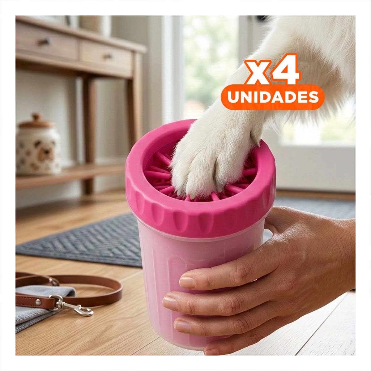 PACK4 HERRAMIENTA PARA LIMPIAR PATAS DE MASCOTA ROSADO HIGIENE RÁPIDA - 1