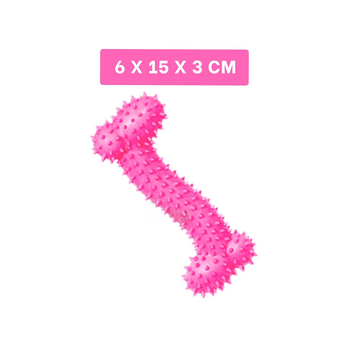 PACK6 SET RESISTENTE DE GOMA MASTICADOR EN FORMA DE HUESO ROSADO SEGURO Y+PAPEL REGALO - 4