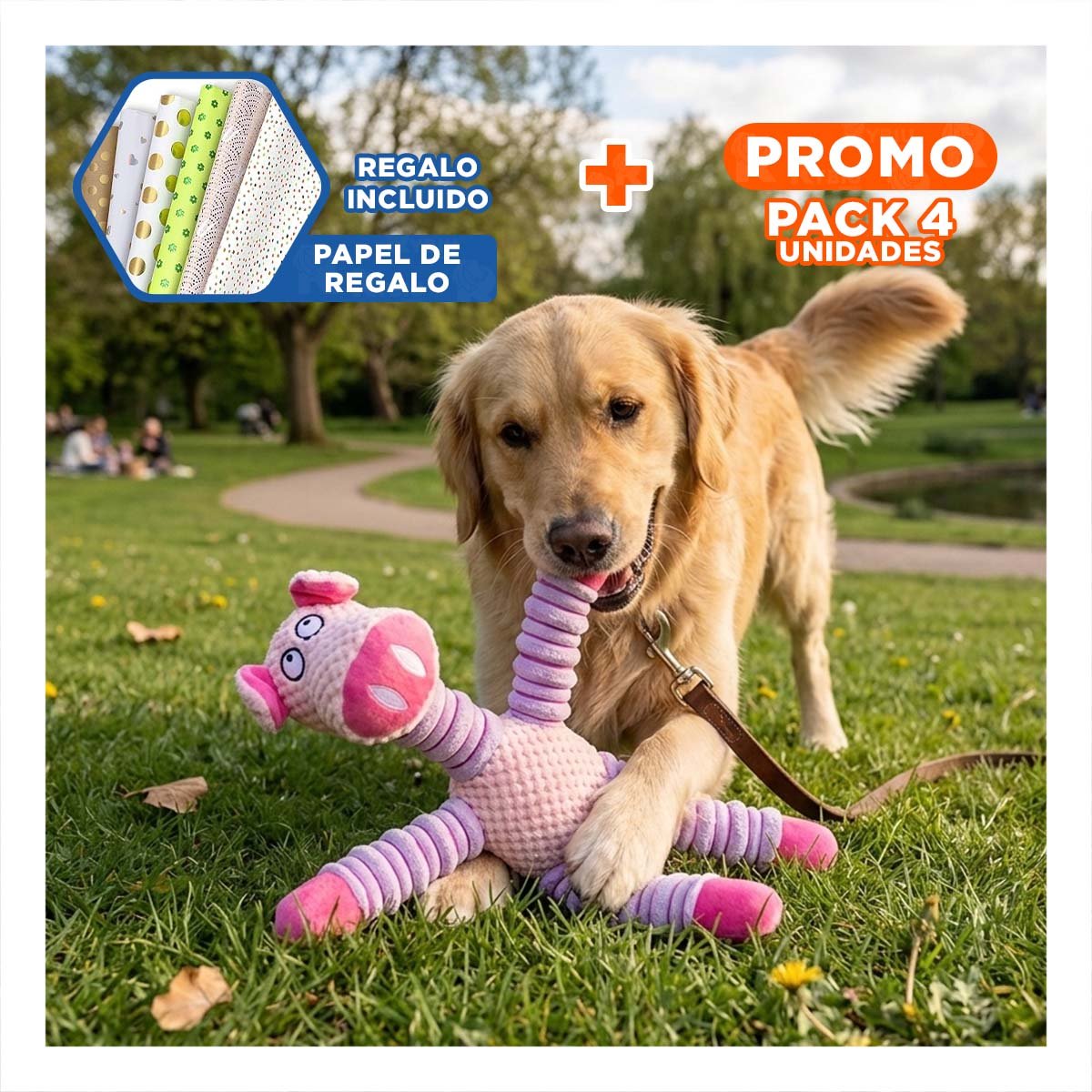 PACK4 SET INTERACTIVO PARA MASCOTAS FORMA DE CHANCHO ROSADO Y LILA RECOMENDADO Y+PAPEL REGALO - 1