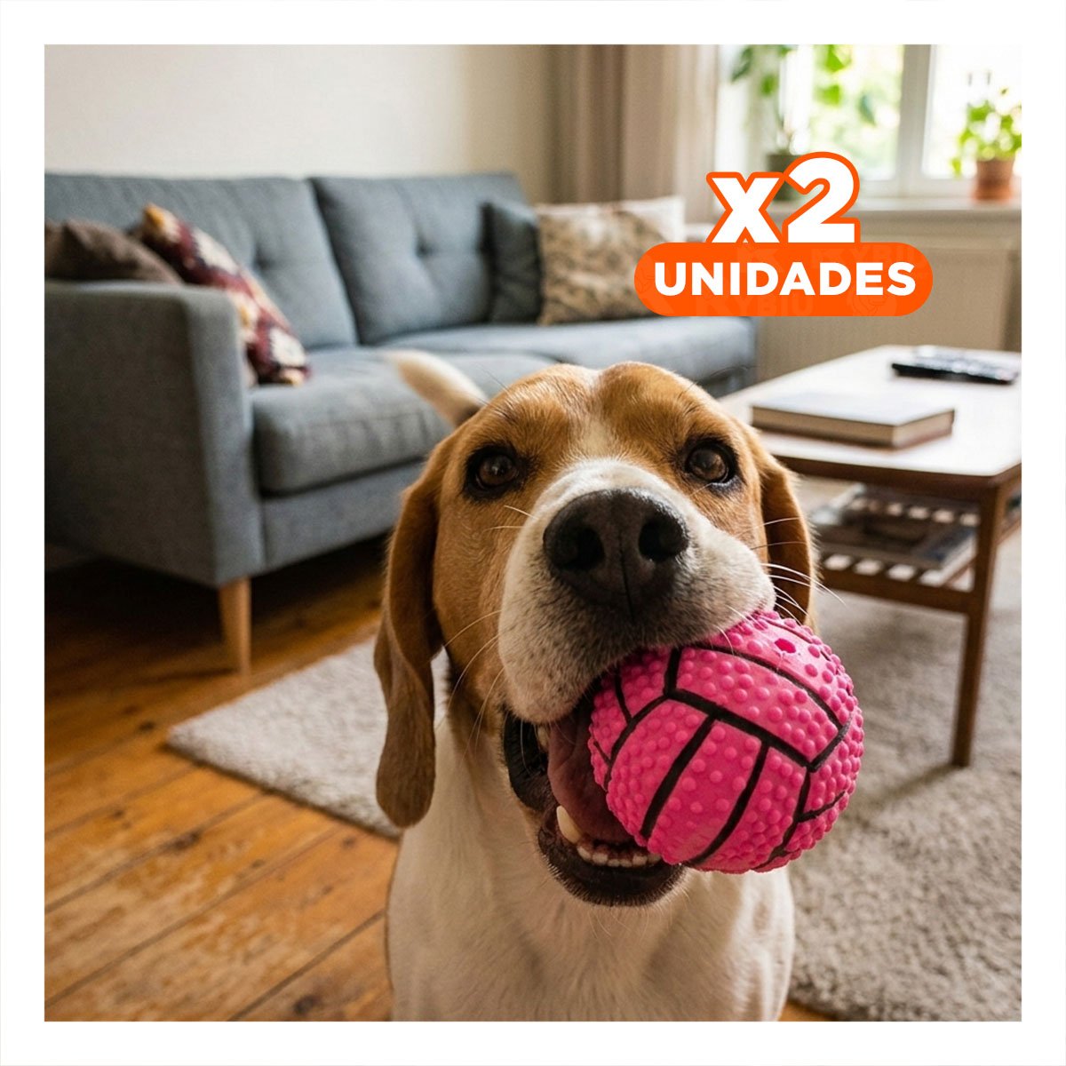 PACK2 ACCESORIO RESISTENTE PARA PERRO A RAYAS DE CAUCHO ROSADO CON SONIDO Y+REGALO STICKER - 1