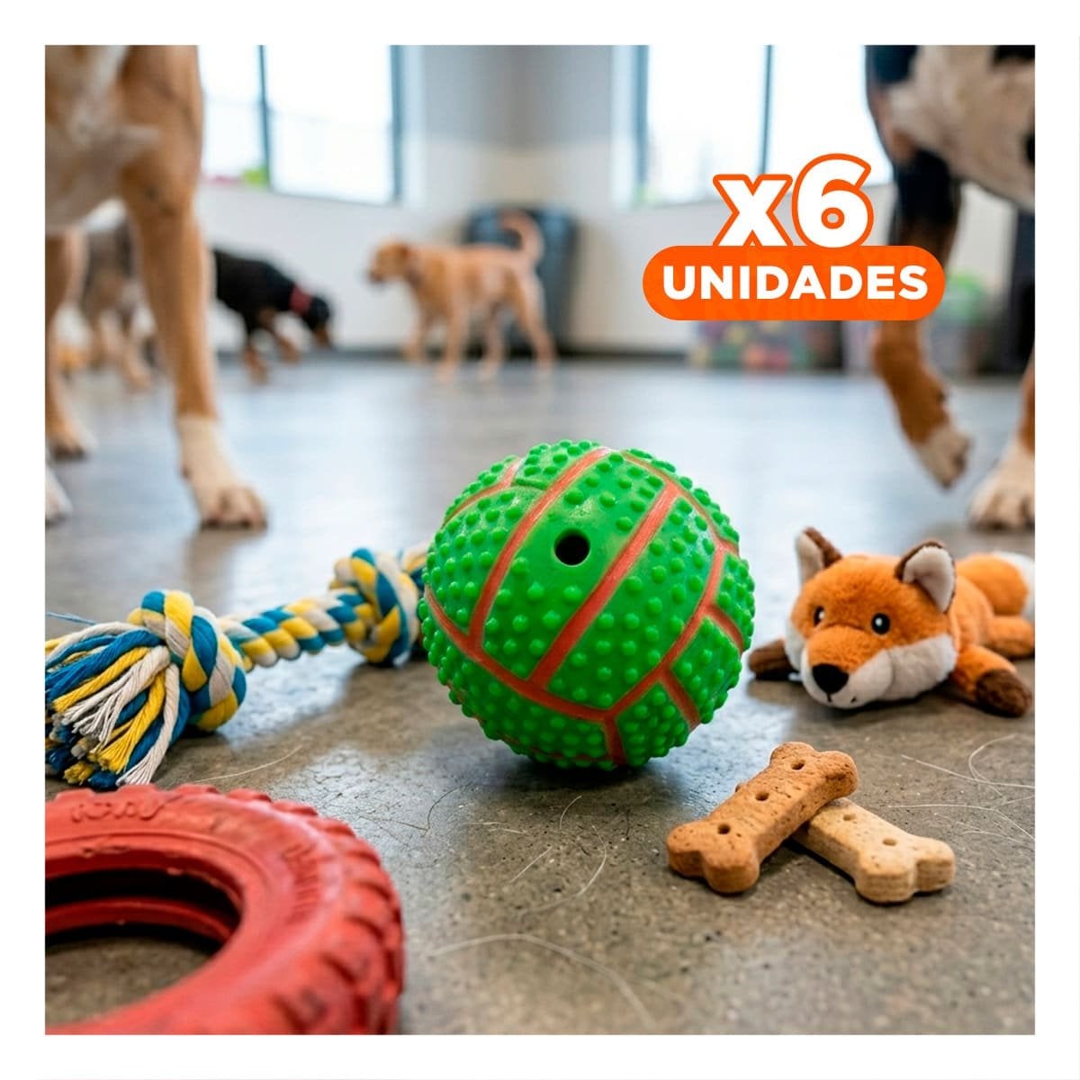PACK6 KIT VERDE PARA PERRO A RAYAS DE CAUCHO CON RELIEVE Y SONIDO Y+REGALO STICKER - 1