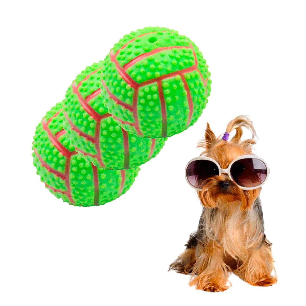 PACK6 KIT VERDE PARA PERRO A RAYAS DE CAUCHO CON RELIEVE Y SONIDO Y+REGALO STICKER - 2