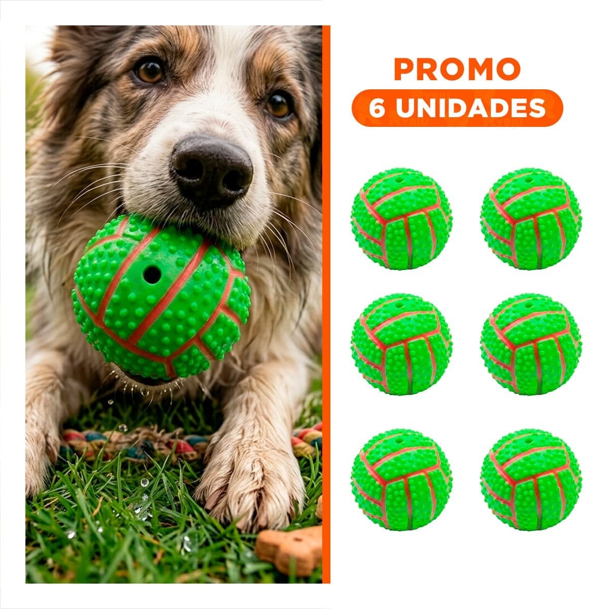 PACK6 SET DE JUEGO VERDE PARA PERRO DE CAUCHO CON RAYAS Y RELIEVE - 1
