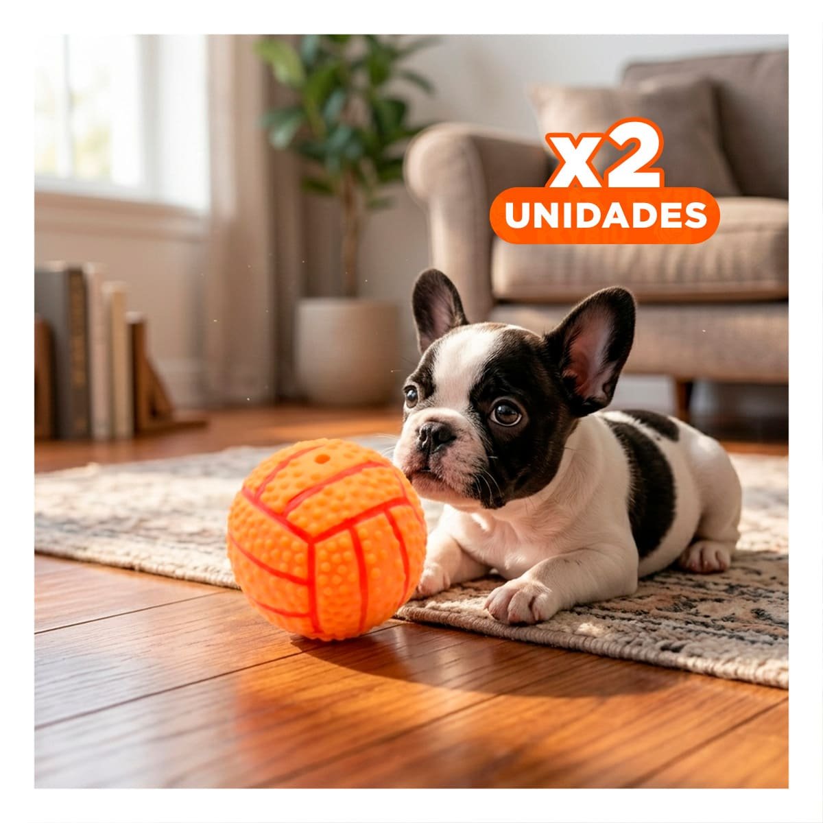 PACK2 ACCESORIO RESISTENTE PARA PERRO A RAYAS DE CAUCHO ANARANJADO SONIDO Y+REGALO STICKER - 1