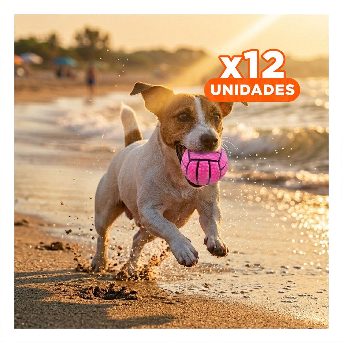 PACK12 KIT INTERACTIVO PARA PERRO DE CAUCHO ROSADO CON RAYAS Y SONIDO ACTIVO - 1