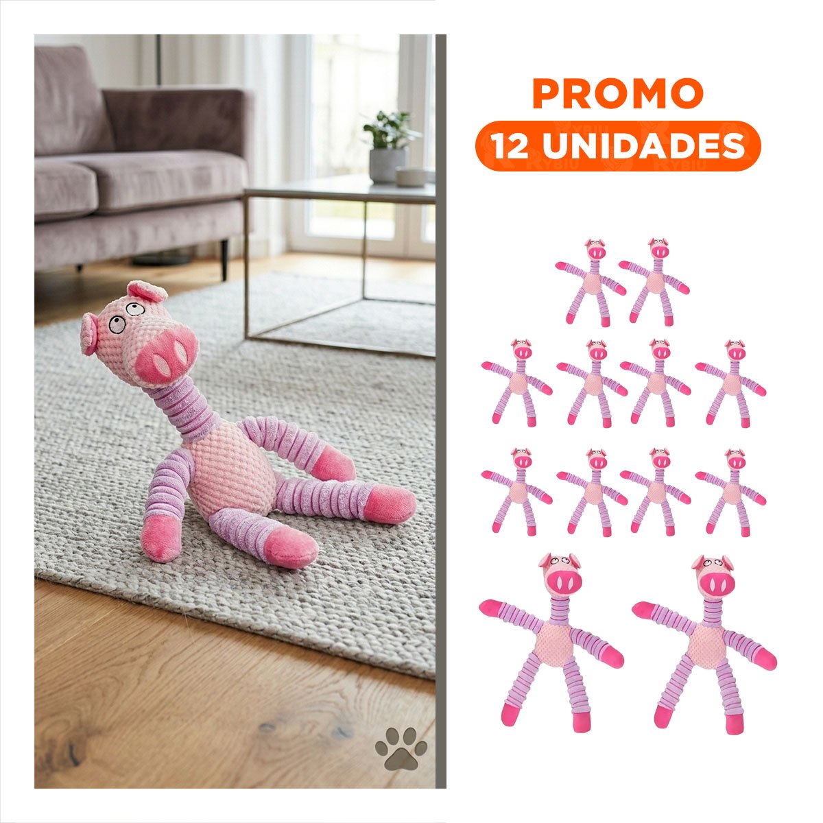 PACK12 APARATO DE JUEGO FORMA DE CHANCHO ROSADO Y LILA CONFORTABLE Y+REGALO STICKER - 1