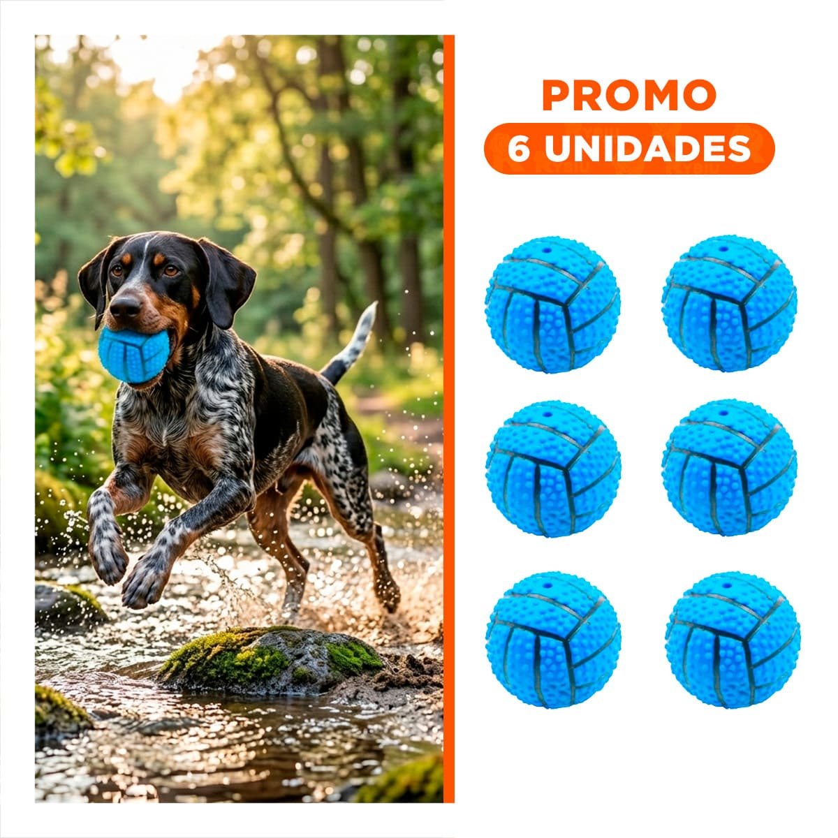 PACK6 SET DE JUEGO PARA PERRO DE CAUCHO CON RAYAS, RELIEVE Y SONIDO AZUL - 1