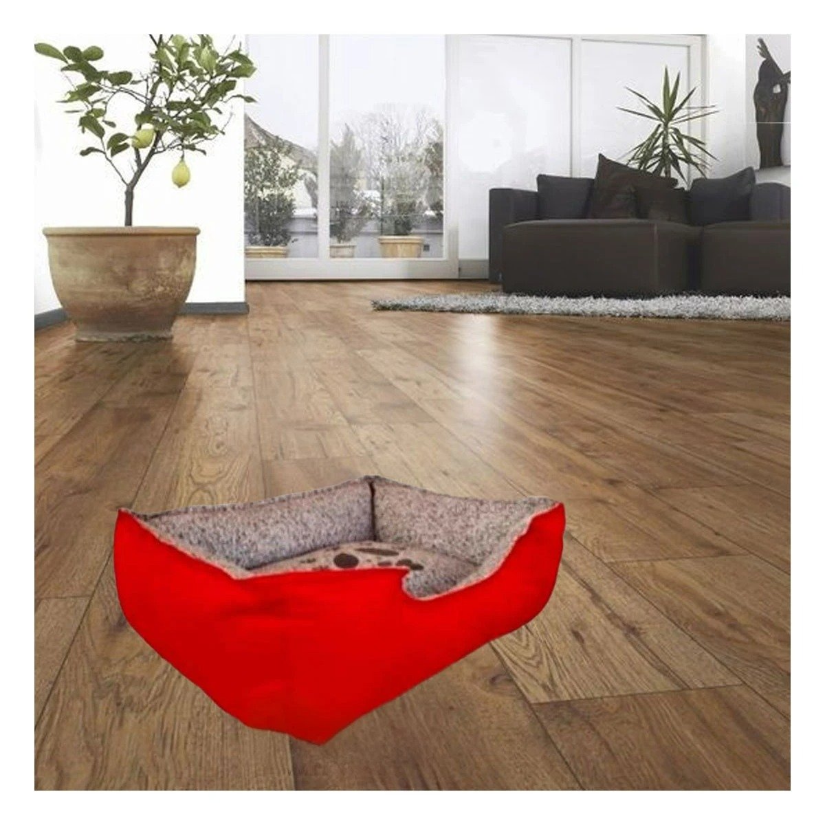 PACK4 BASE DE DESCANSO PARA PERRO MATERIAL DURABLE PARA USO EN CASA TALLA M ROJO Y+PAPEL REGALO - 5