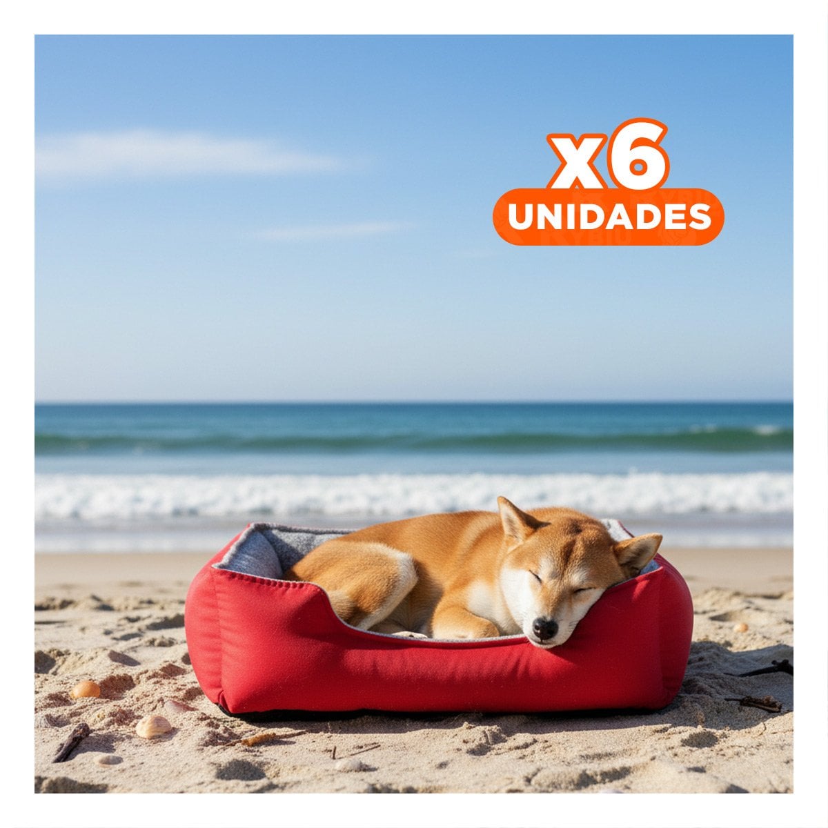 PACK6 ZONA DE REPOSO PARA PERRO TELA DURABLE PARA USO DIARIO TALLA M ROJO Y+REGALO STICKER - 1