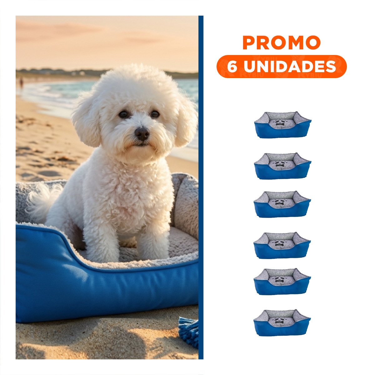 PACK6 CUNA COMODA PARA MASCOTA TALLA S AZUL - 1