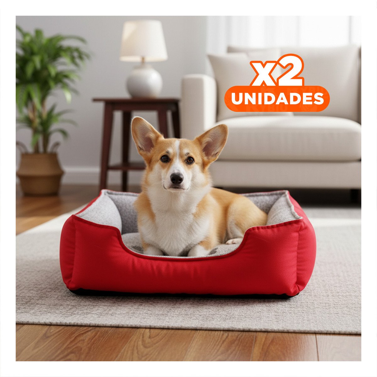 PACK2 BASE DE DESCANSO PARA PERRO CON BASE COMODA TALLA M ROJO Y+REGALO STICKER - 1