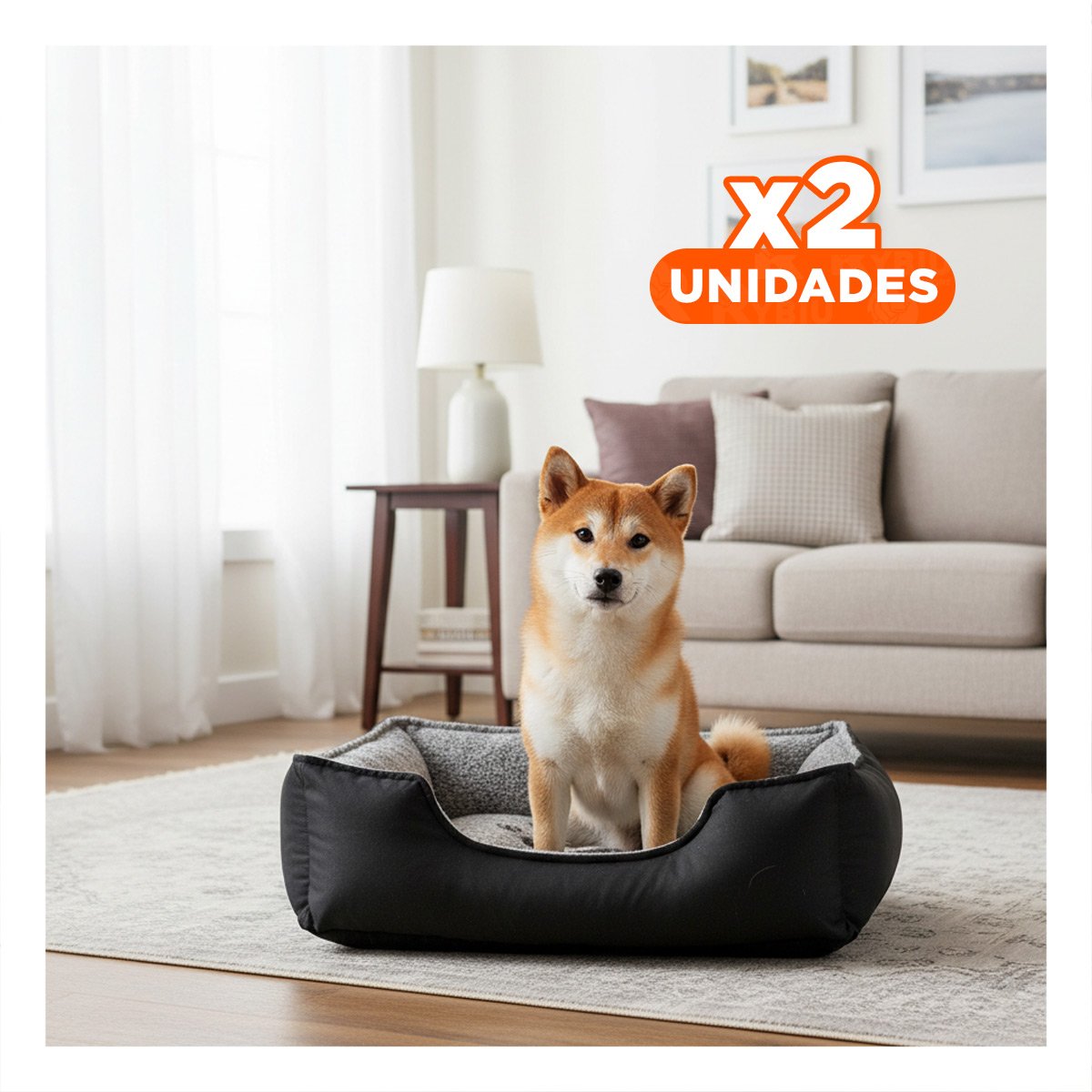 PACK2 LECHO CANINO ESPACIO SEGURO PARA DESCANSO DIARIO TALLA M NEGRO Y+REGALO STICKER - 1