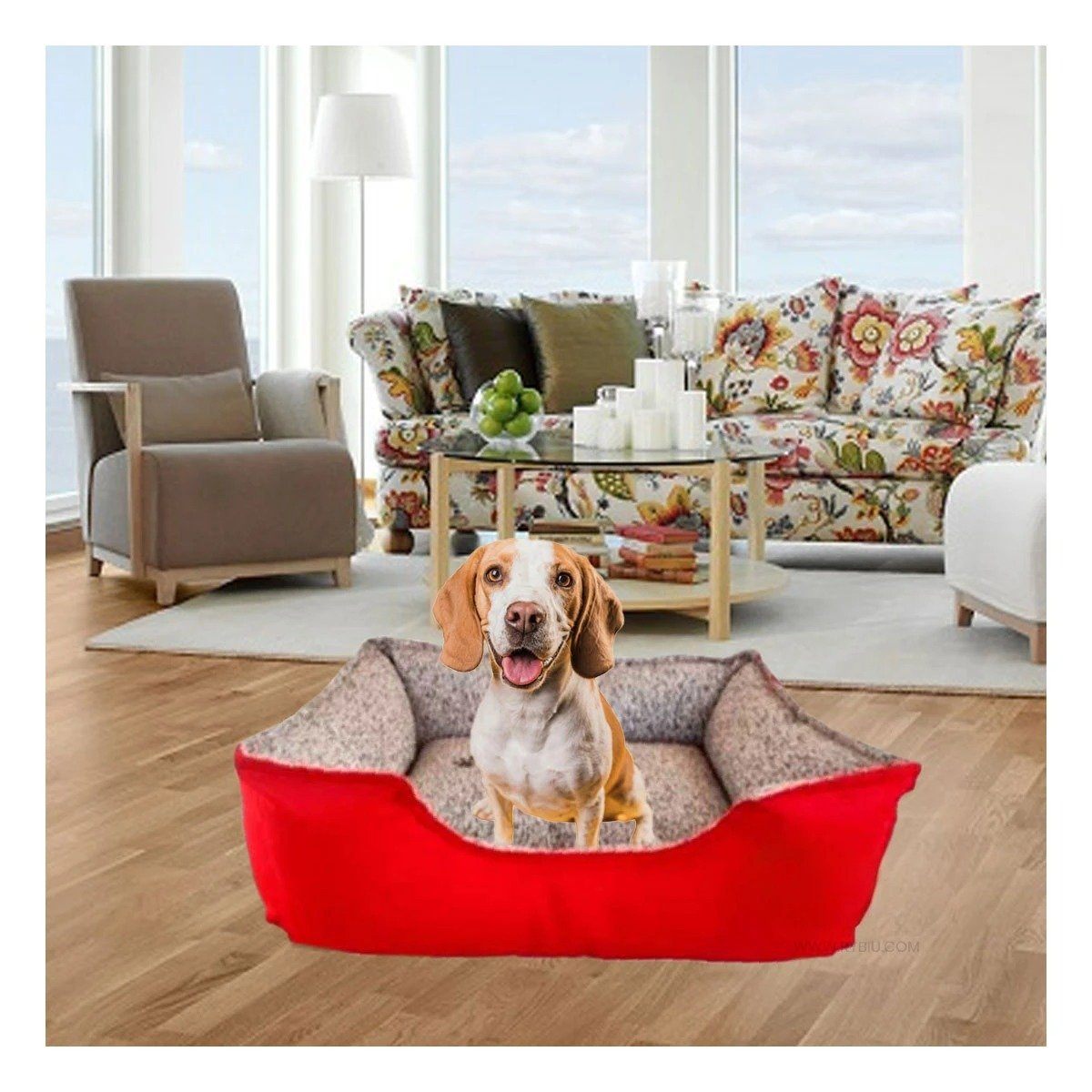PACK4 ZONA DE REPOSO PARA PERRO CON BORDES PROTECTORES TALLA M ROJO Y+REGALO STICKER - 5