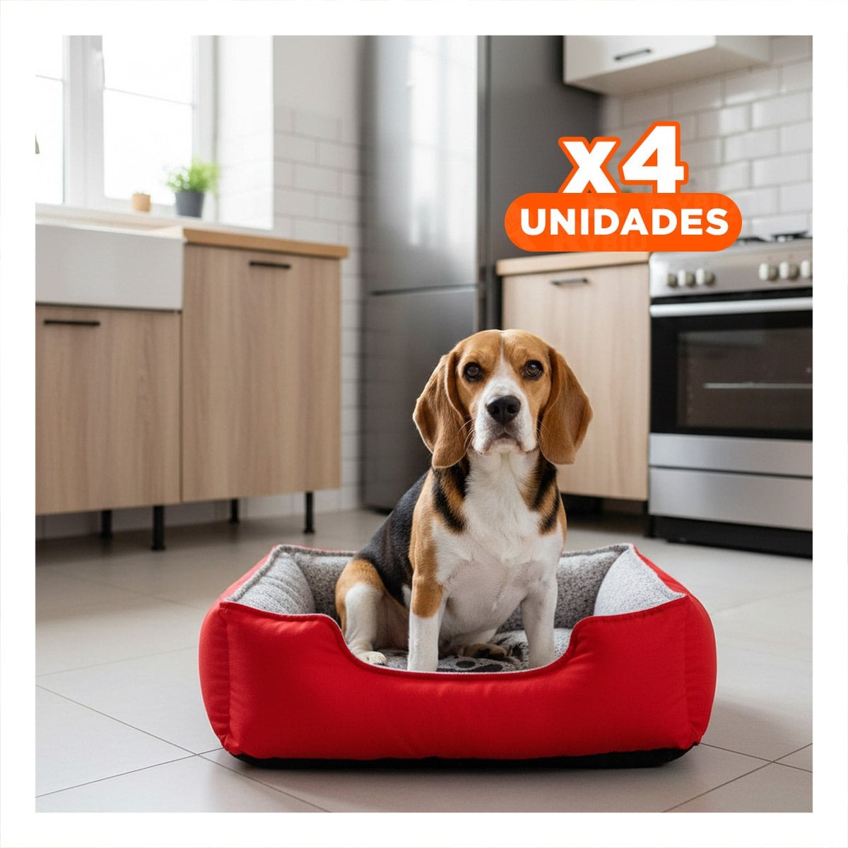 PACK4 BASE DE DESCANSO PARA PERRO ESPACIO AMPLIO PARA RELAJO DIARIO TALLA M ROJO - 1