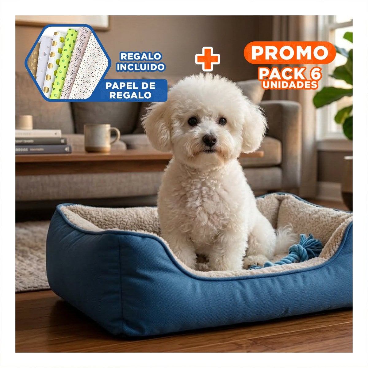 PACK6 CUNA DISENO CLASICO PARA INTERIOR TALLA S AZUL Y+PAPEL REGALO - 1