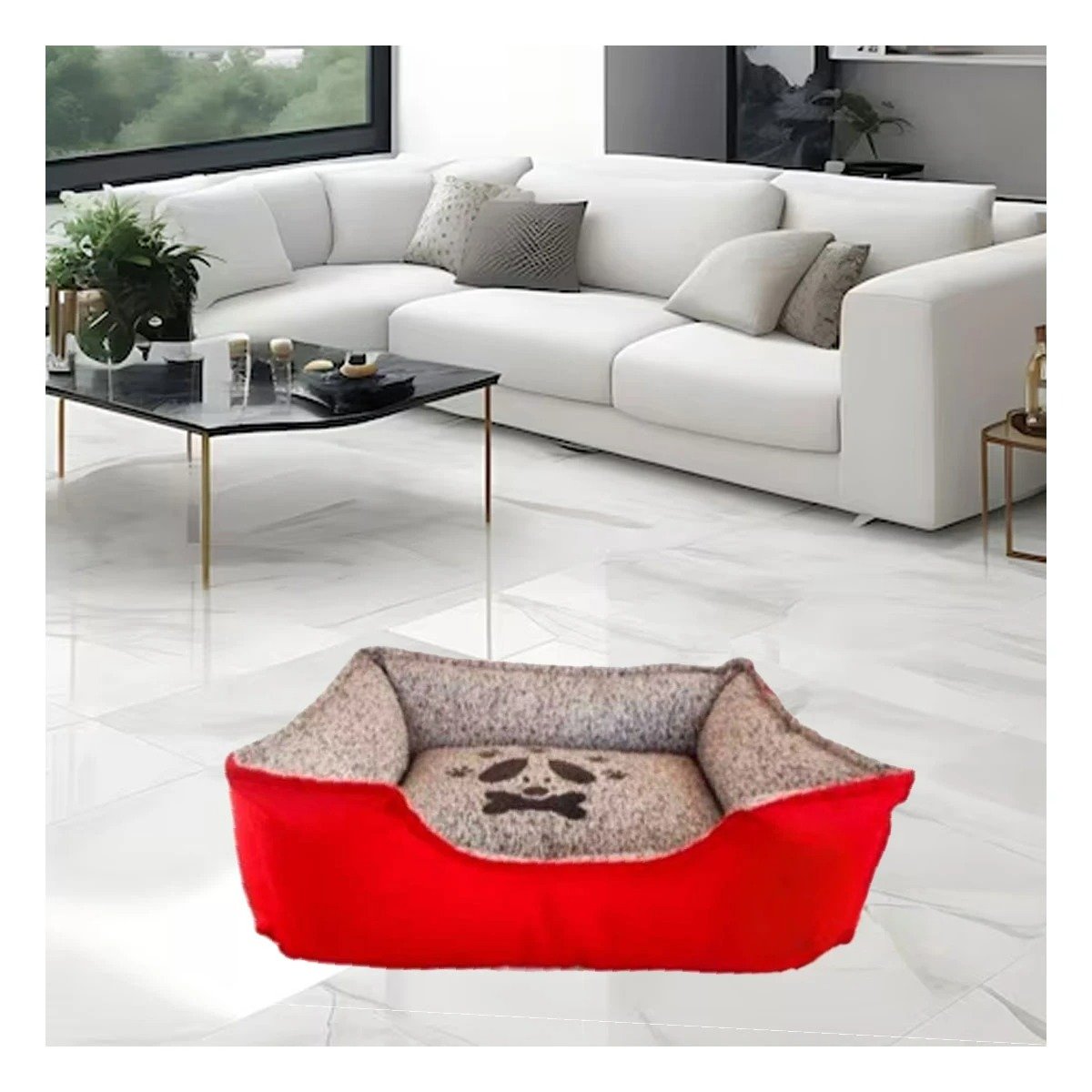 PACK2 BASE DE DESCANSO PARA PERRO CON TEXTURA SUAVE TALLA M ROJO - 2