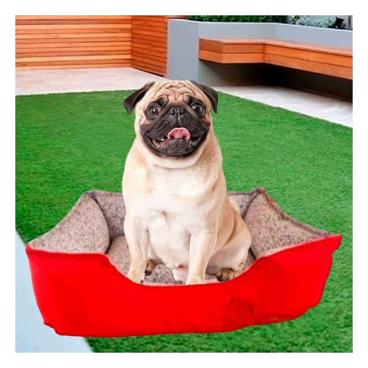 PACK2 BASE DE DESCANSO PARA PERRO CON TEXTURA SUAVE TALLA M ROJO - 5