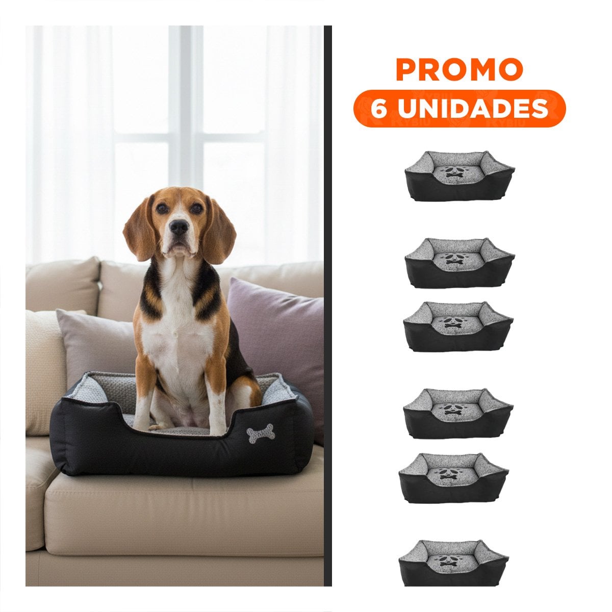 PACK6 COLCHONETA PARA PERRO FACIL DE TRASLADAR Y UBICAR TALLA M NEGRO - 1