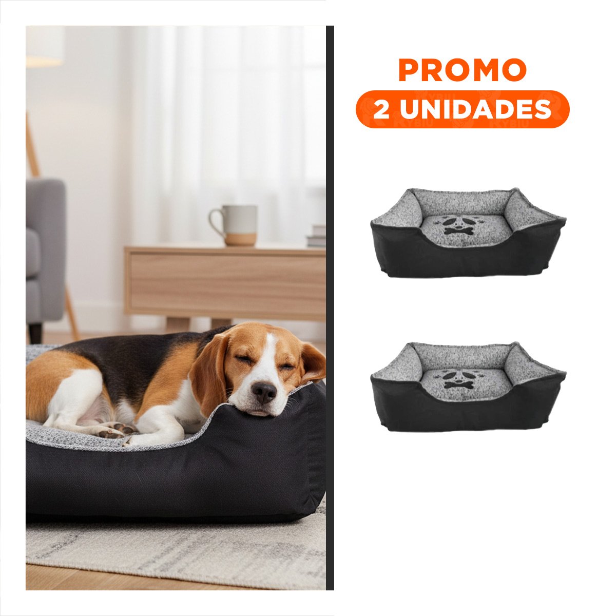 PACK2 LECHO CANINO CON SUPERFICIE GRUESA Y SUAVE TALLA M NEGRO - 1