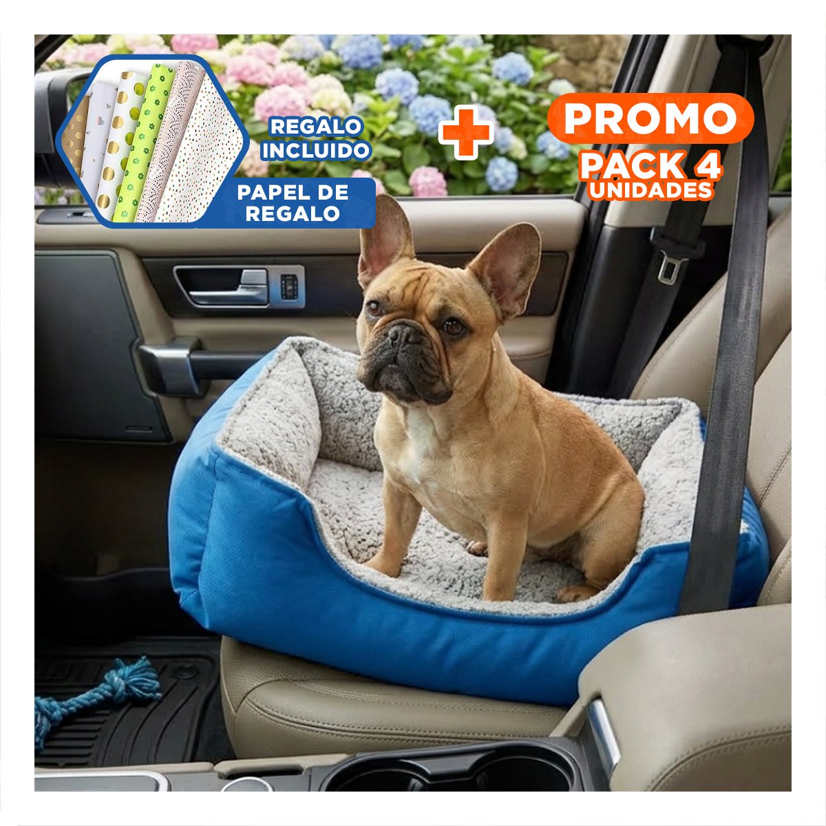 PACK4 REFUGIO ACOLCHADO PARA USO INTERIOR TALLA S AZUL Y+PAPEL REGALO - 1