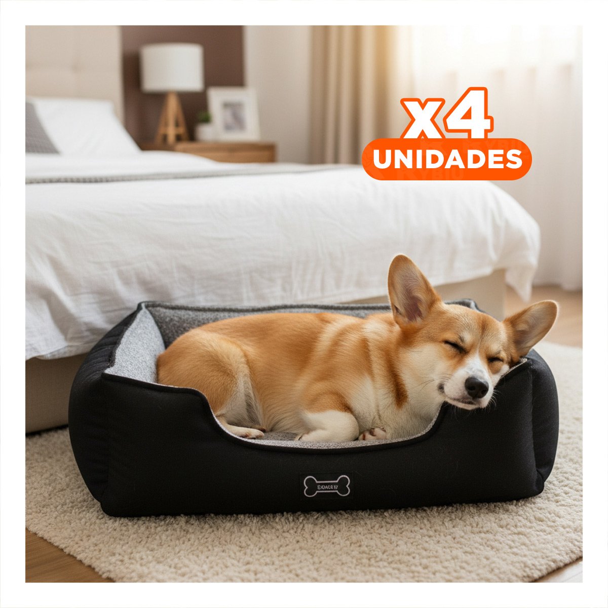PACK4 LECHO CANINO TELA DURABLE PARA USO CONSTANTE TALLA M NEGRO - 1
