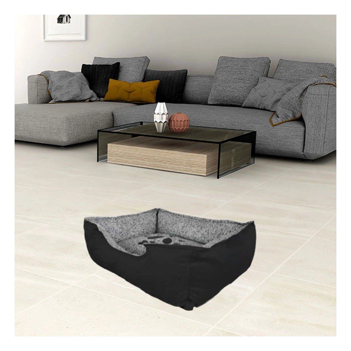 PACK4 LECHO CANINO TELA DURABLE PARA USO CONSTANTE TALLA M NEGRO - 5