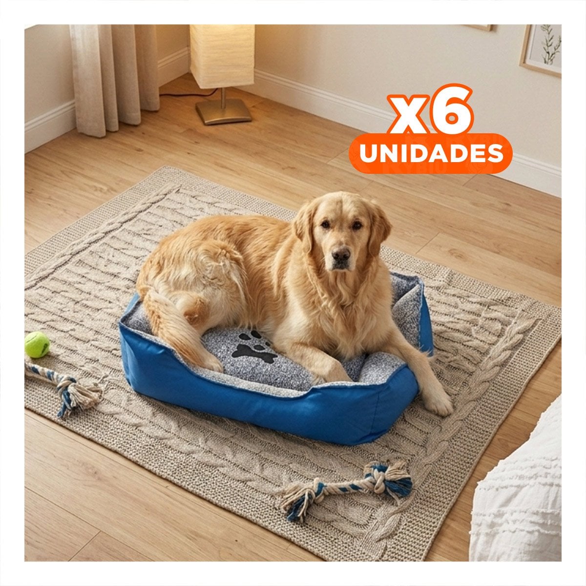 PACK6 ALFOMBRA ACOLCHADA PARA PERRO FACIL DE LIMPIAR Y MANTENER TALLA M AZUL Y+REGALO STICKER - 1