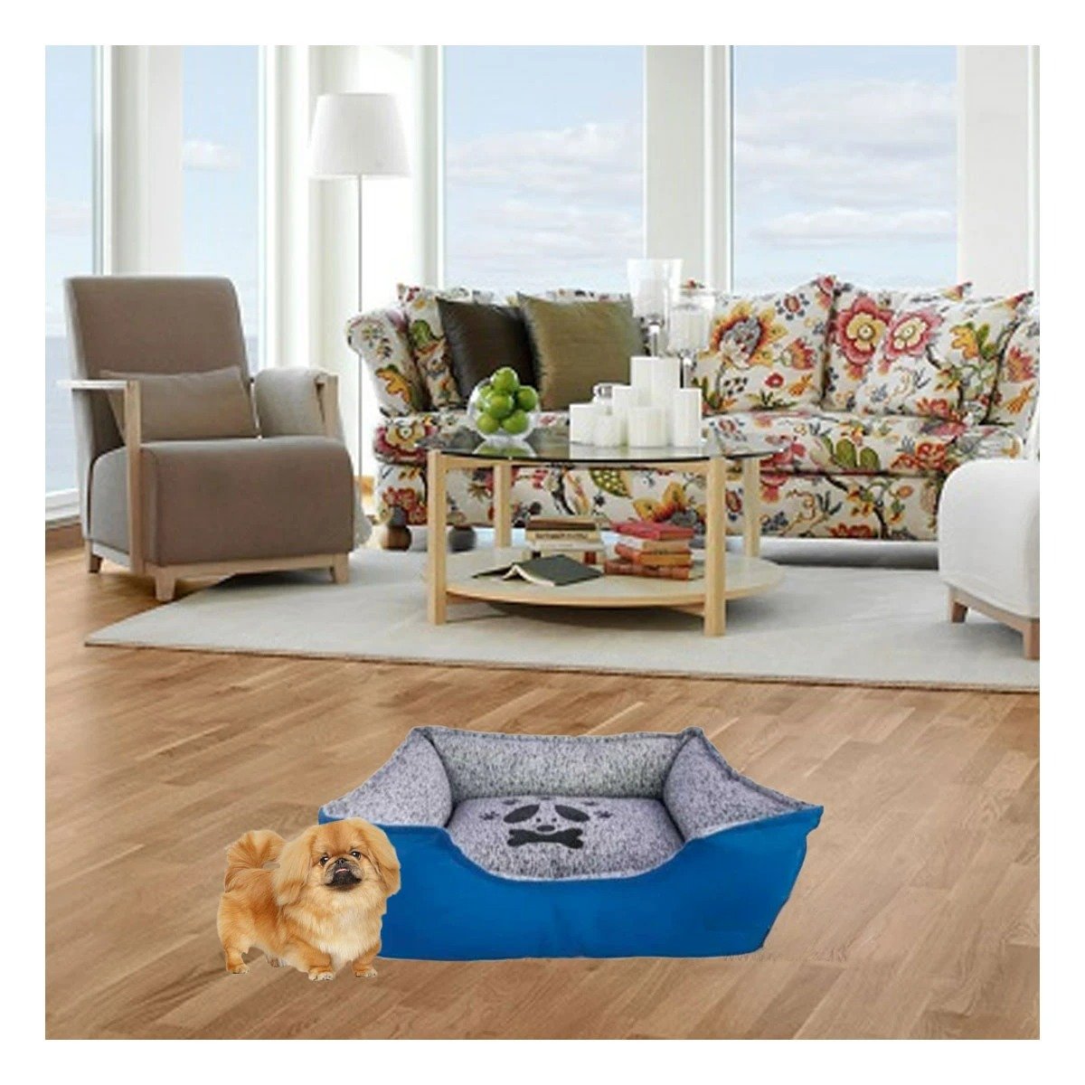 PACK6 ALFOMBRA ACOLCHADA PARA PERRO FACIL DE LIMPIAR Y MANTENER TALLA M AZUL Y+REGALO STICKER - 3
