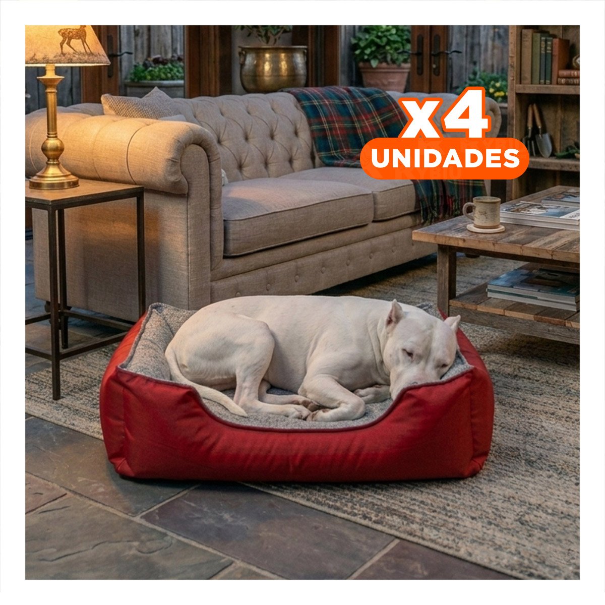 PACK4 TAPETE DE DESCANSO PARA PERRO TELA RESISTENTE AL USO DIARIO TALLA L ROJO - 1