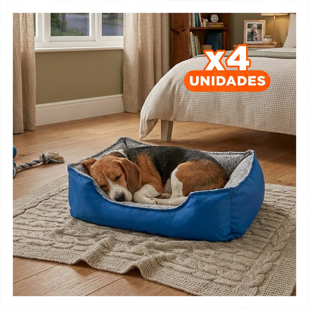 PACK4 REFUGIO ACOLCHADO PARA PERRO TELA DURABLE PARA USO CONSTANTE TALLA M AZUL - 1