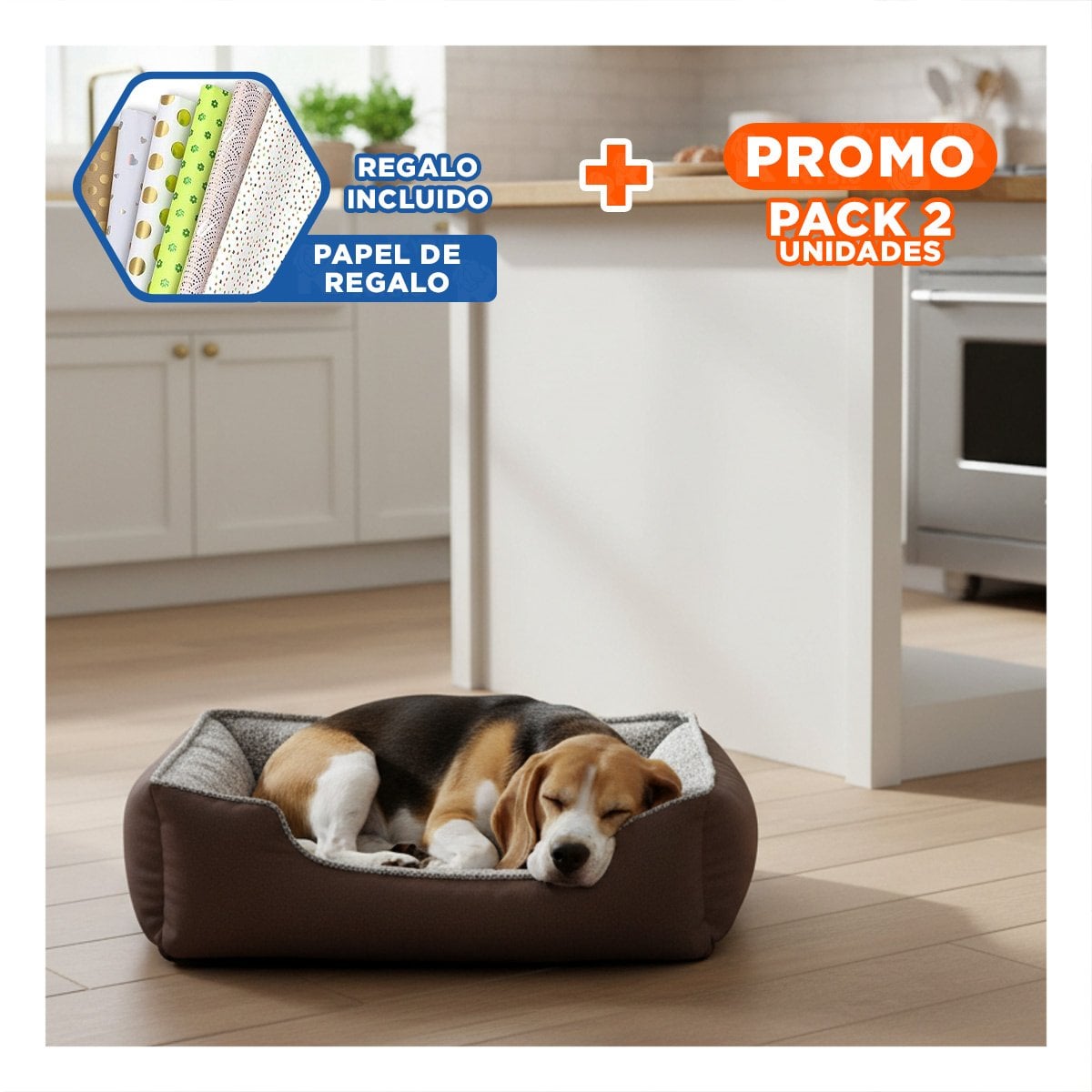 PACK2 BASE DE DESCANSO CON TELA RESISTENTE Y ACABADO DURABLE TALLA M MARRON Y+PAPEL REGALO - 1