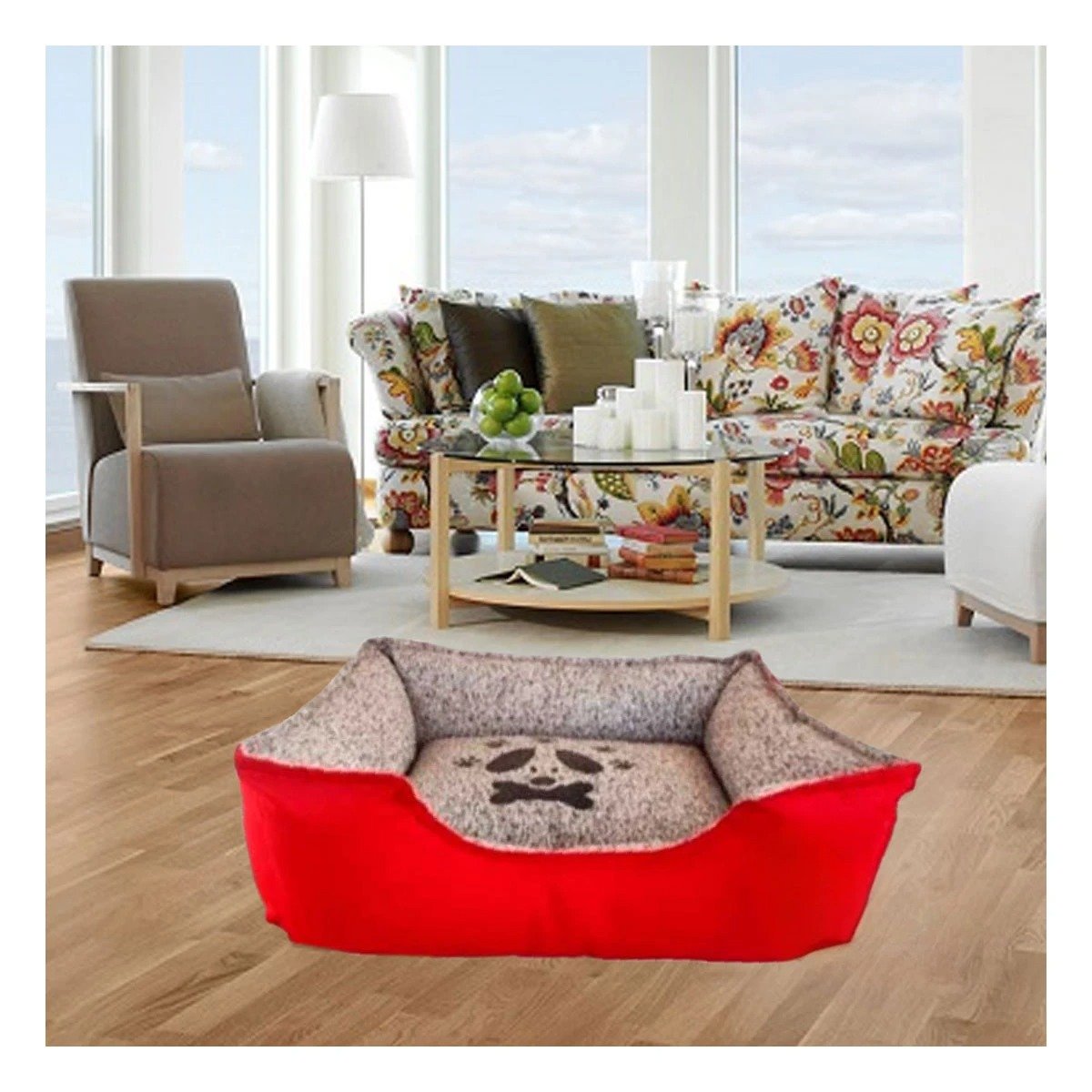 PACK4 TAPETE DE DESCANSO PARA PERRO OPCION FUNCIONAL PARA CASA TALLA L ROJO Y+PAPEL REGALO - 5