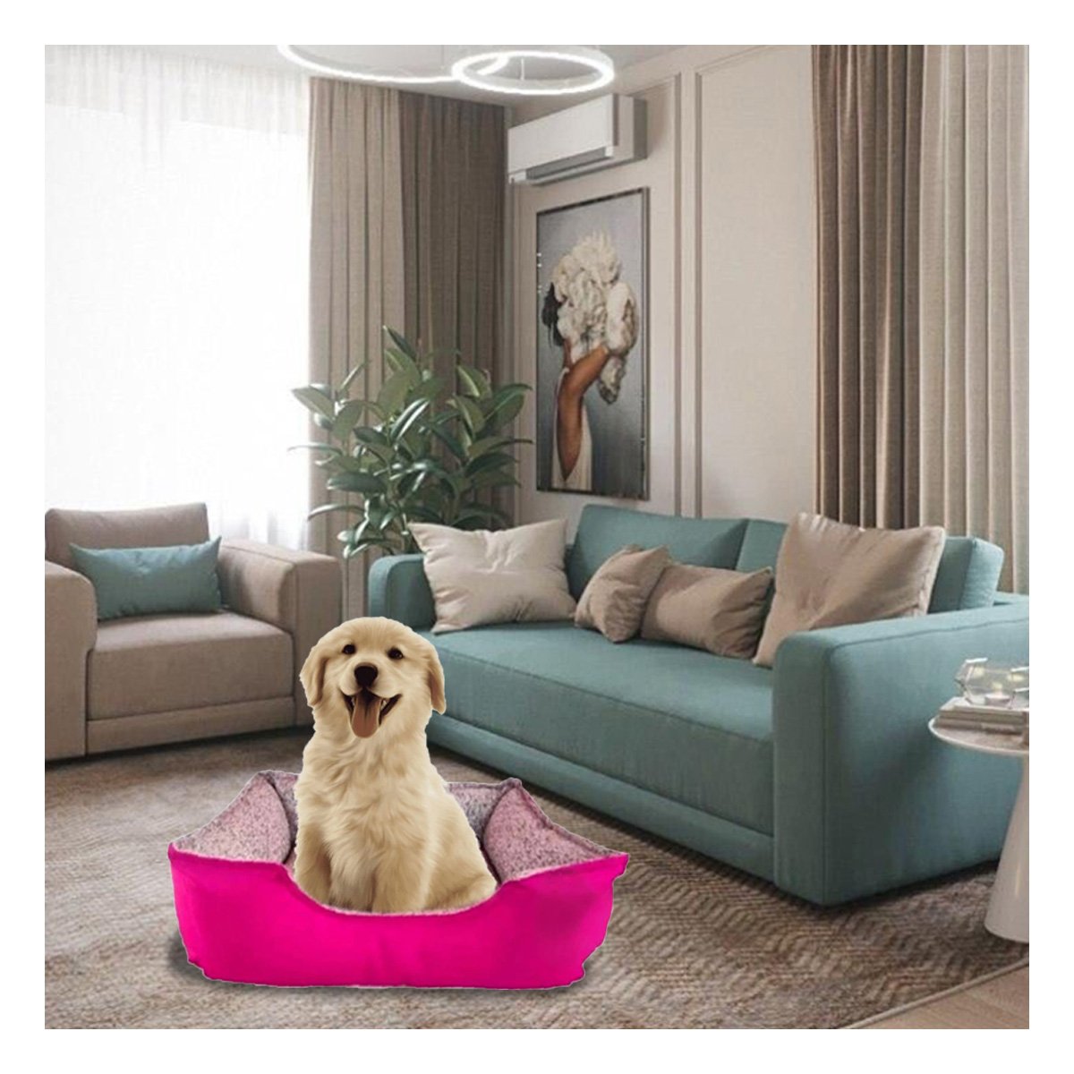 PACK2 LECHO CANINO BASE ESTABLE QUE EVITA DESPLAZAMIENTOS TALLA M FUCSIA Y+PAPEL REGALO - 5