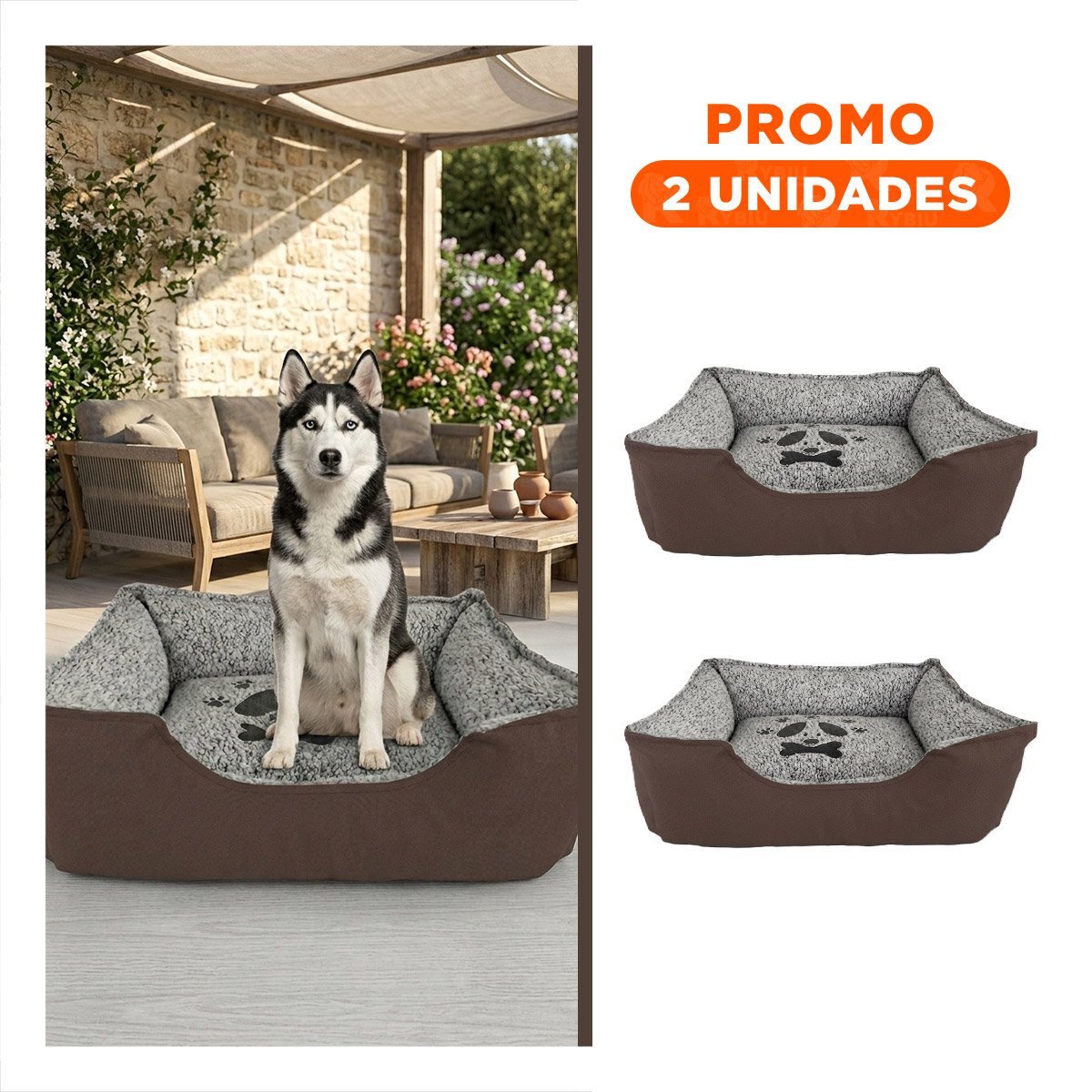 PACK2 REFUGIO ACOLCHADO PARA PERRO CON RELLENO PROTECTOR TALLA L MARRON - 1
