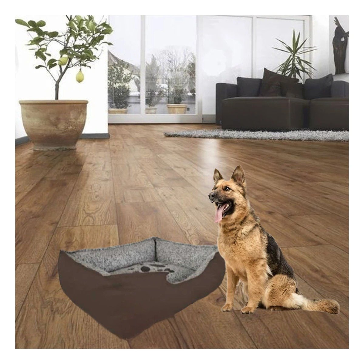 PACK2 REFUGIO ACOLCHADO PARA PERRO SUPERFICIE CALIDA TALLA L MARRON Y+PAPEL REGALO - 2