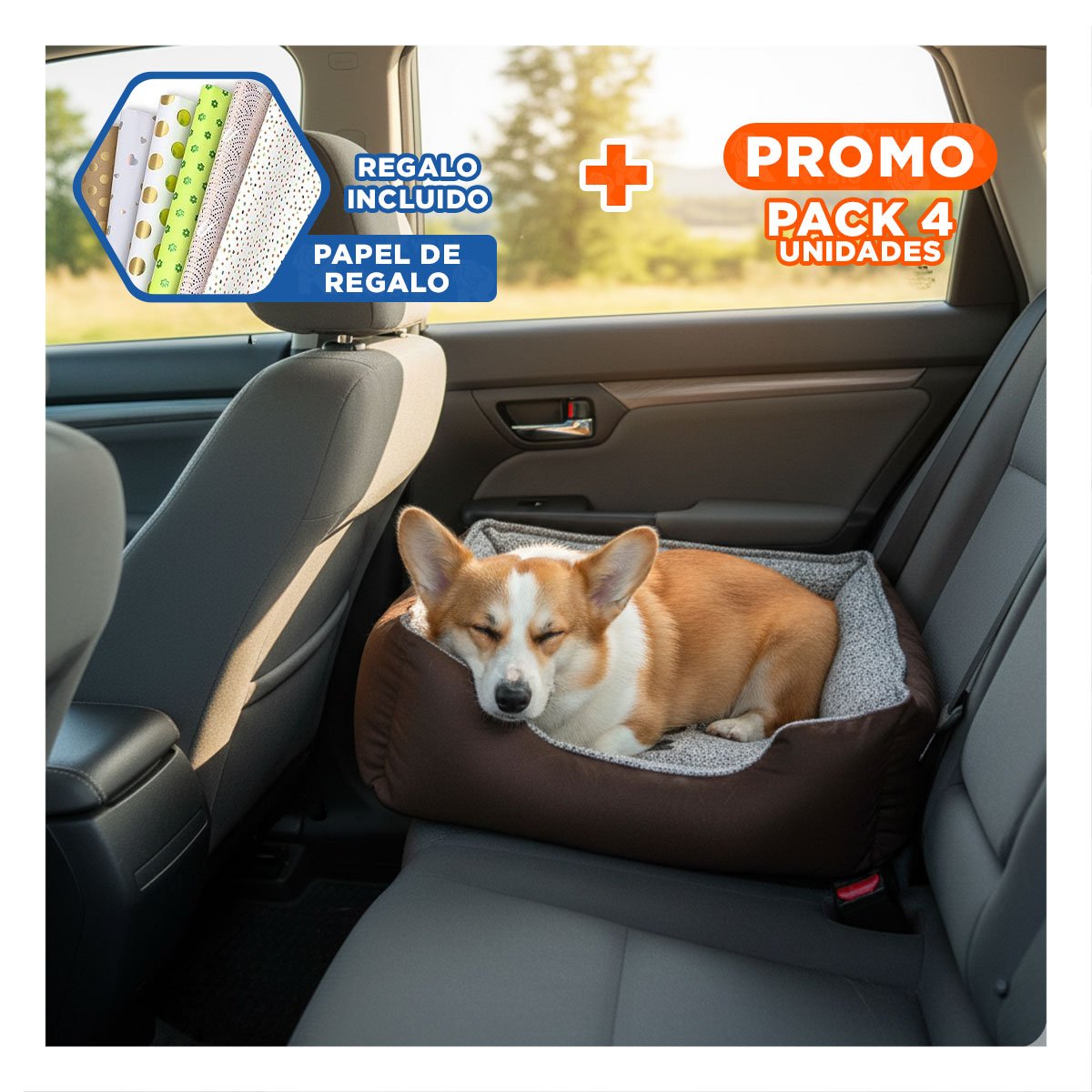 PACK4 BASE DE DESCANSO SUAVE CON SOPORTE ESTABLE TALLA M MARRON Y+PAPEL REGALO - 1