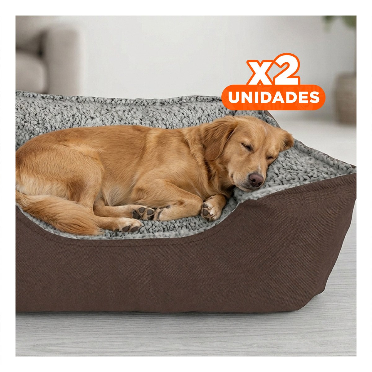 PACK2 REFUGIO ACOLCHADO PARA PERRO BASE FIRME PARA ESTABILIDAD TALLA L MARRON Y+REGALO STICKER - 1