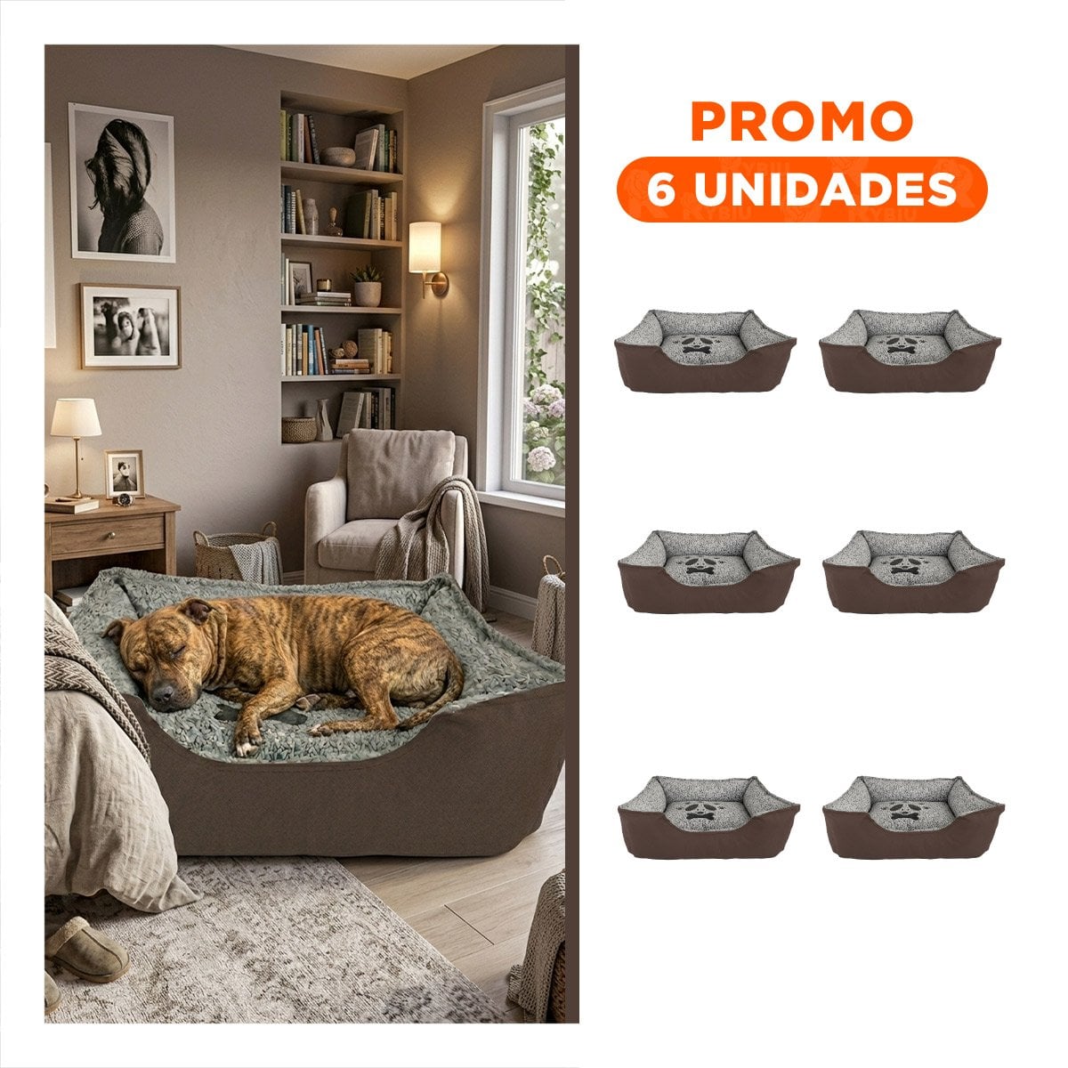PACK6 ALFOMBRA ACOLCHADA PARA PERRO BASE ANTIDESLIZANTE SEGURA TALLA L MARRON - 1