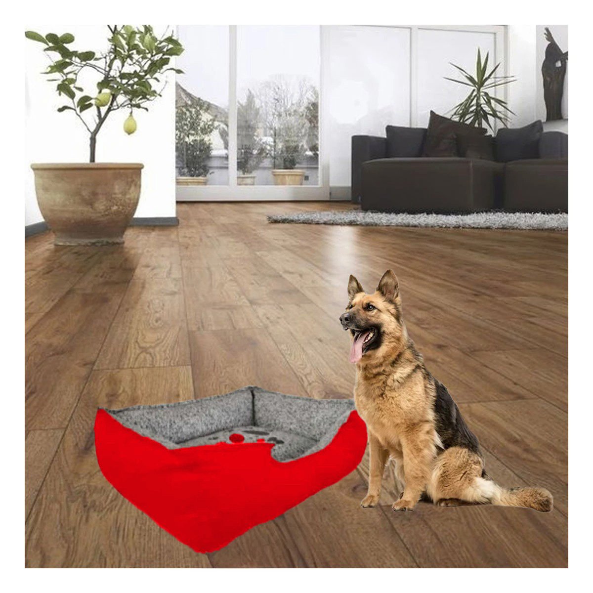 PACK2 TAPETE DE DESCANSO PARA PERRO FORMATO AMPLIO PARA ESTIRARSE TALLA L ROJO Y+REGALO STICKER - 5