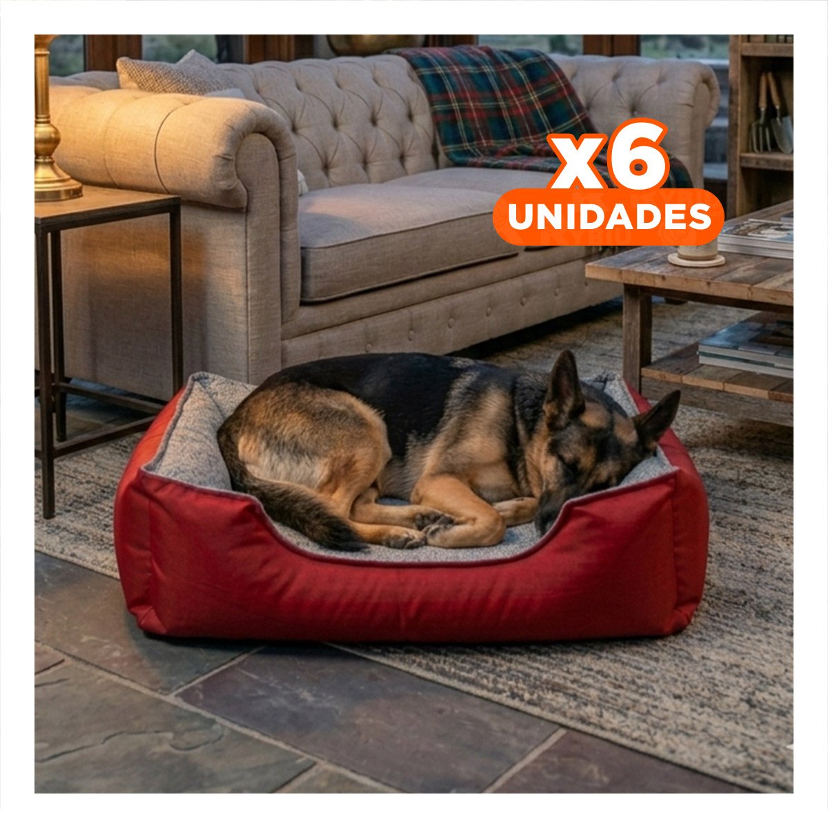 PACK6 ALFOMBRA ACOLCHADA PARA PERRO ESPACIO COMODO PARA RELAJO TALLA L ROJO Y+REGALO STICKER - 1