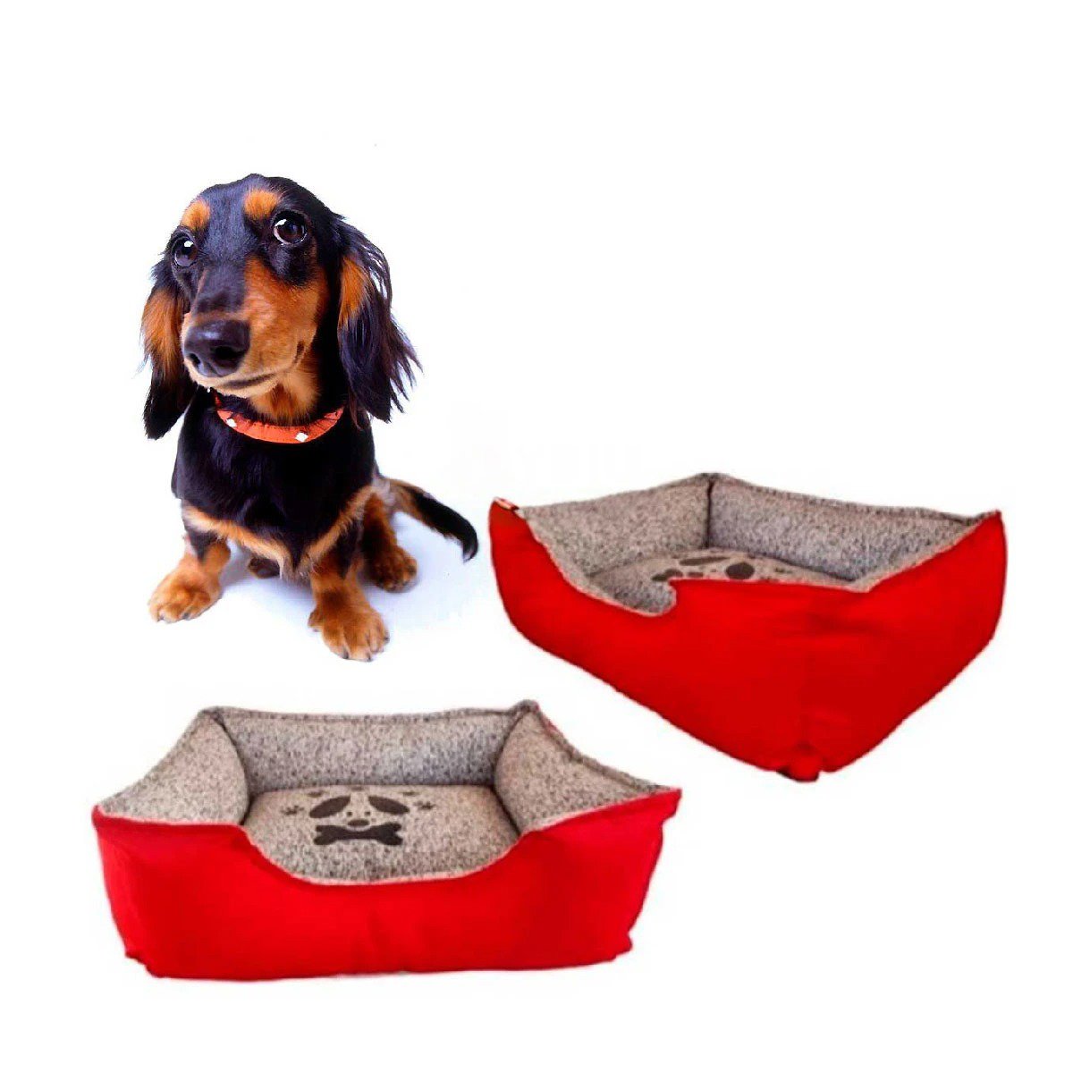 PACK6 ALFOMBRA ACOLCHADA PARA PERRO ESPACIO COMODO PARA RELAJO TALLA L ROJO Y+REGALO STICKER - 2