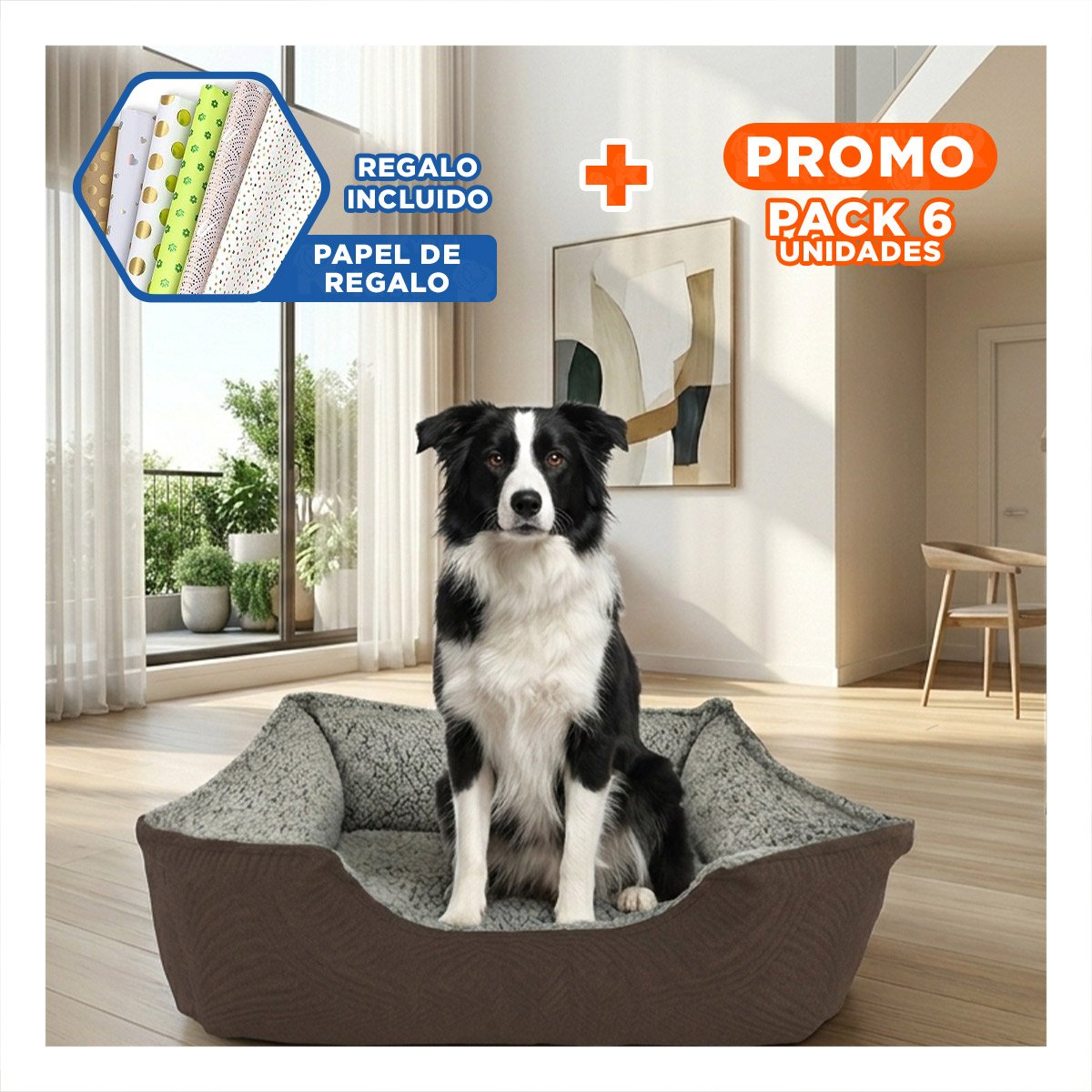 PACK6 ALFOMBRA ACOLCHADA PARA PERRO FACIL DE SACUDIR Y LIMPIAR TALLA L MARRON Y+PAPEL REGALO - 1