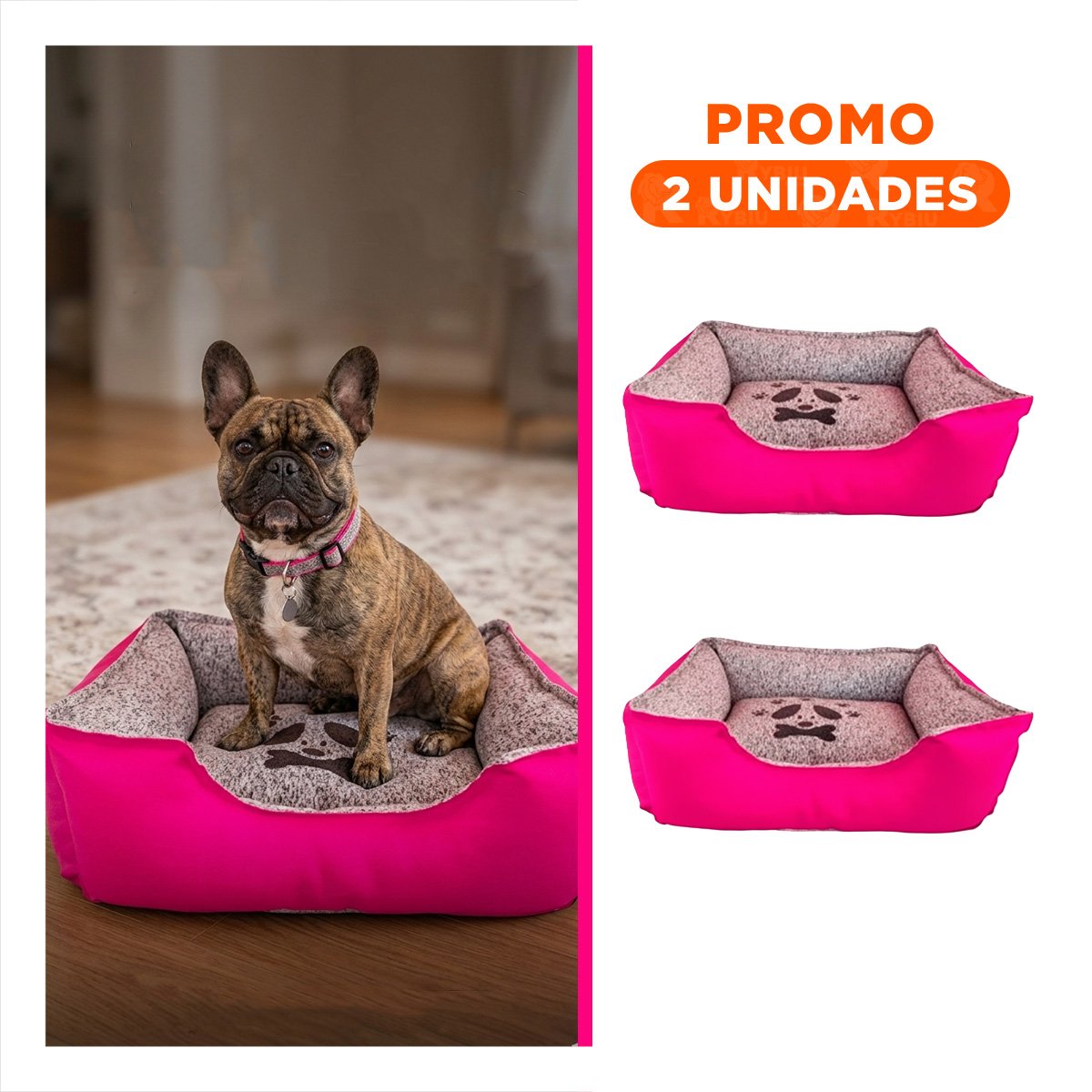 PACK2 LECHO CANINO CON SUPERFICIE GRUESA Y CONFORTABLE TALLA M FUCSIA - 1