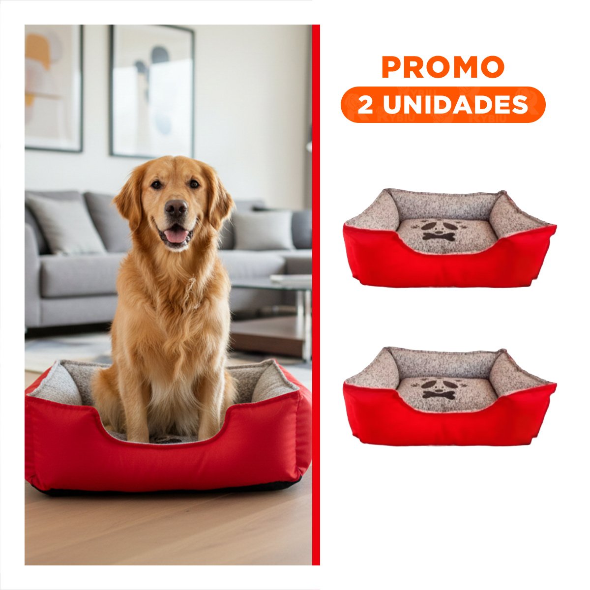 PACK2 TAPETE DE DESCANSO PARA PERRO CON SUPERFICIE MULLIDA TALLA L ROJO - 1
