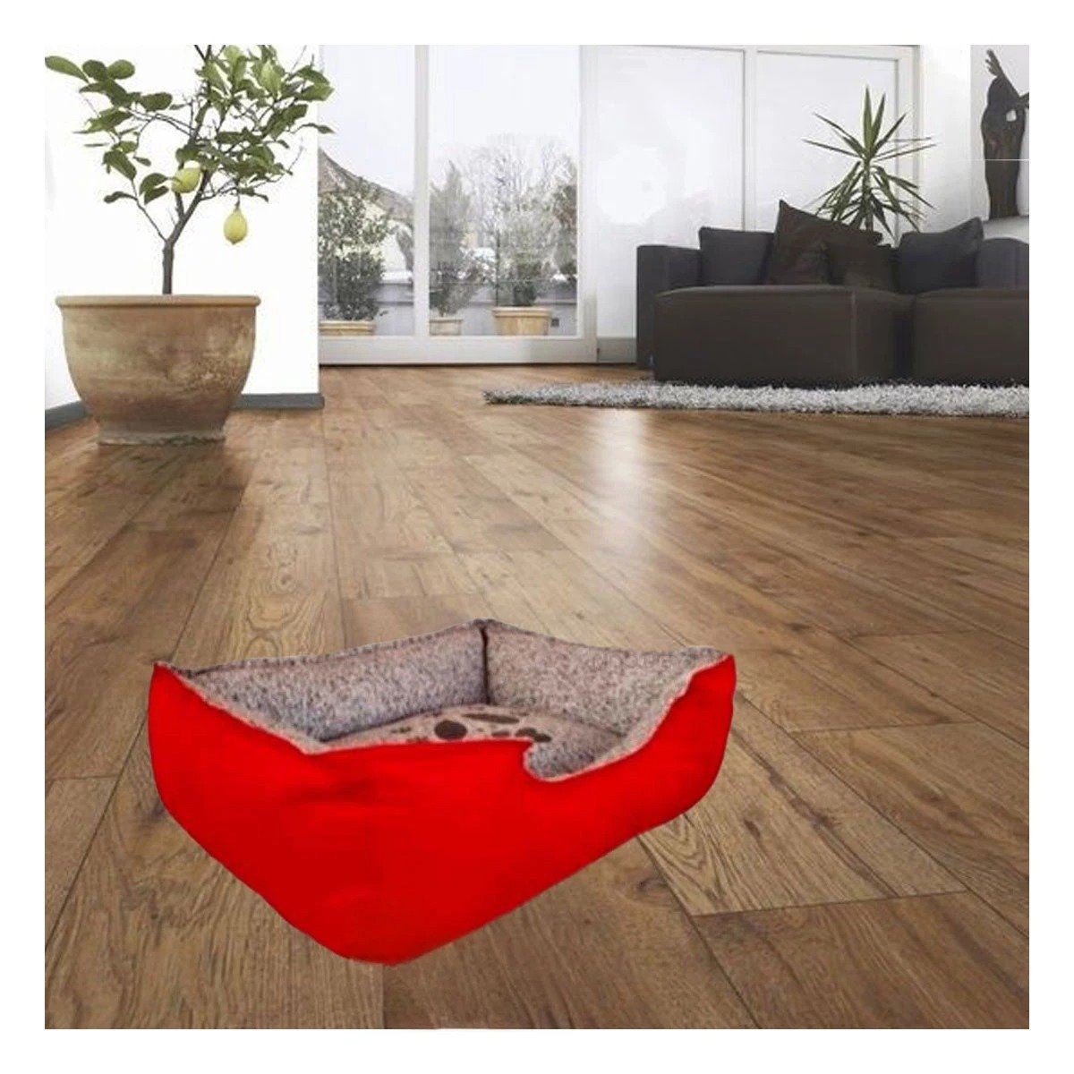 PACK2 TAPETE DE DESCANSO PARA PERRO CON SUPERFICIE MULLIDA TALLA L ROJO - 3