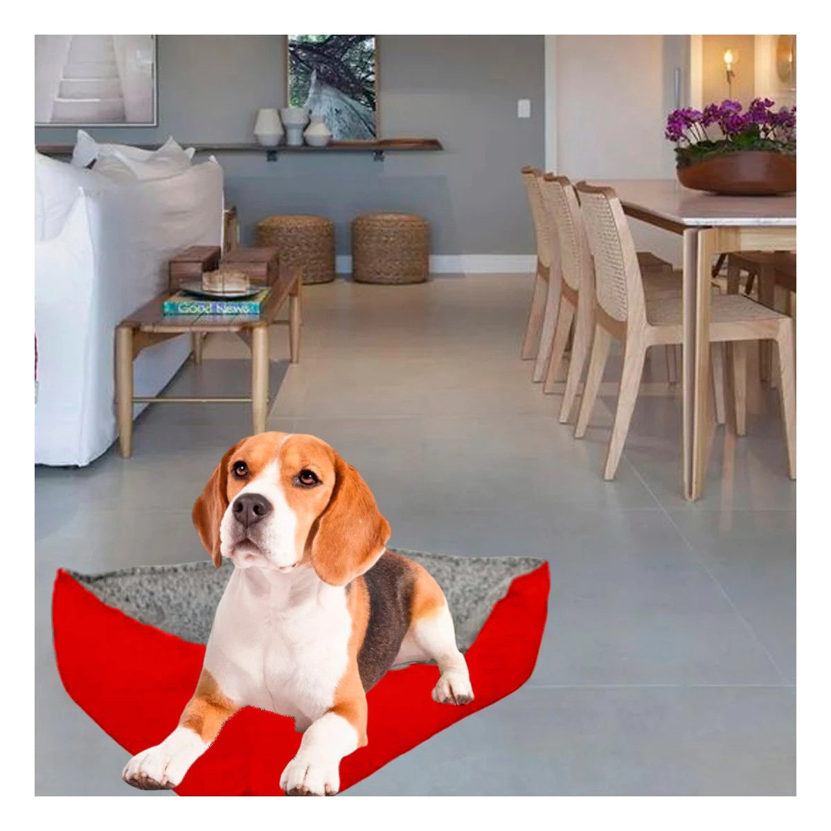PACK2 TAPETE DE DESCANSO PARA PERRO CON SUPERFICIE MULLIDA TALLA L ROJO - 5