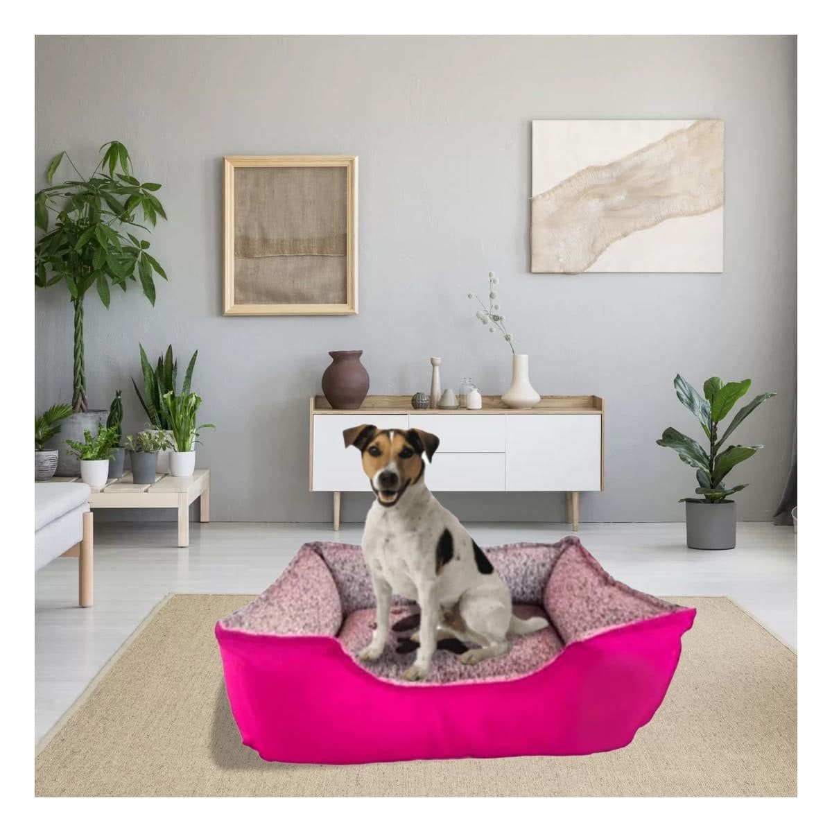 PACK6 NIDO PARA PERRO BASE SEGURA QUE EVITA DESPLAZAMIENTOS TALLA M FUCSIA Y+PAPEL REGALO - 2